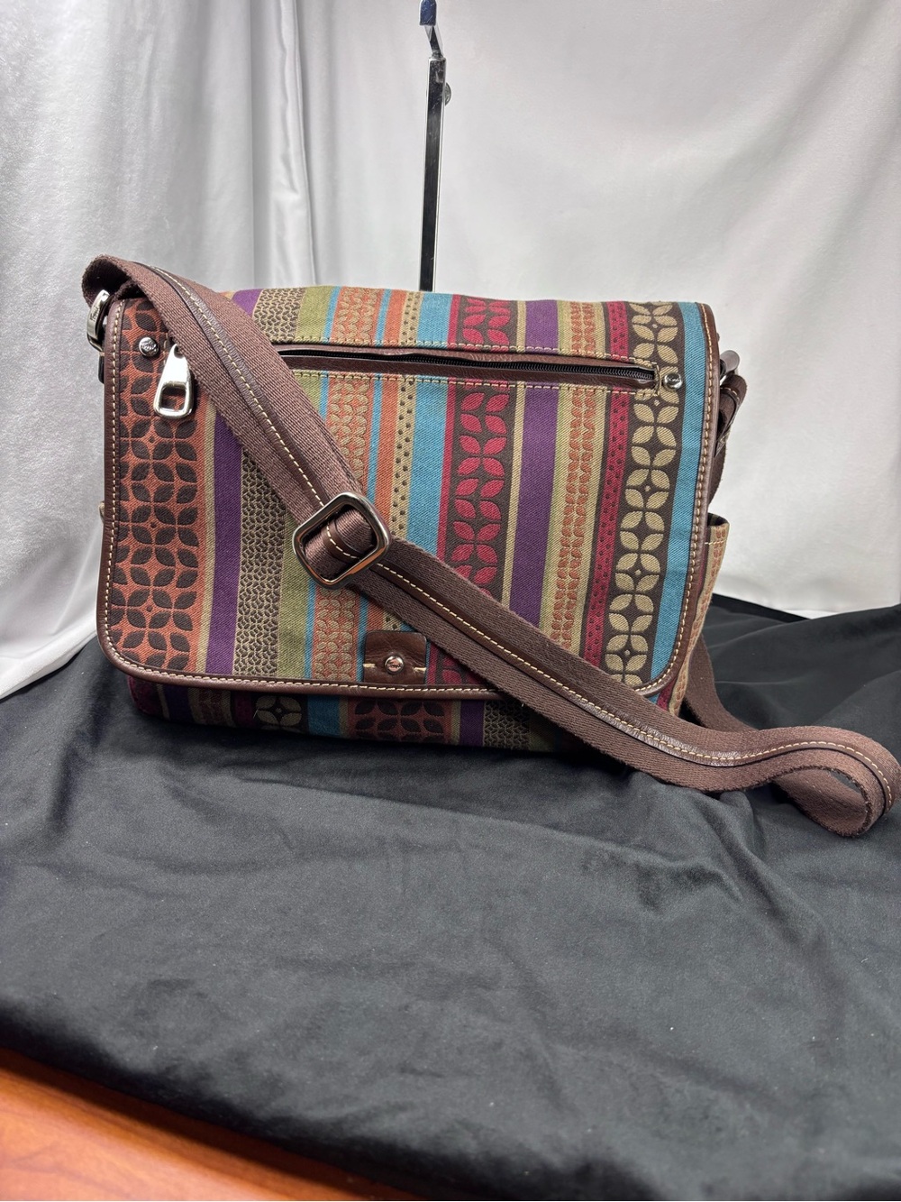 FOSSIL Vintage Y2K Multicolor Canvas Crossbody Messenger Bag Boho Festival - Picture 9 of 14